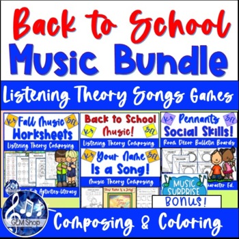 Preview of Back to School FALL MUSIC BUNDLE Your Name Is a Song Character Ed Worksheets