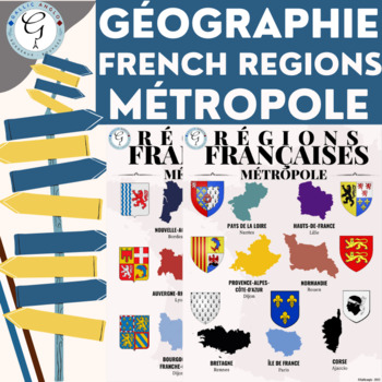 Preview of Back to School FRENCH Regions Geography posters (US LETTER) Classroom Decor