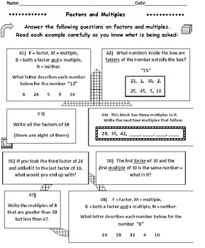 back to school factors and multiples worksheets set of 5 by david filipek