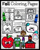 Back to School, Fall Coloring Pages - Bus, Apple, Tractor,
