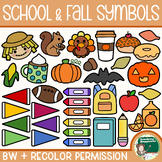 Back to School & Fall Symbols, Icons | Recolor Permission 