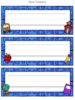 student name templates cubby tags and daily folder