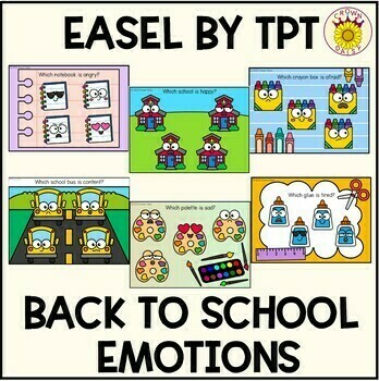 Preview of Back to School Feelings and Emotions Easel Activities
