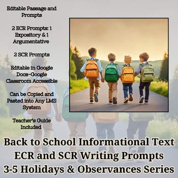 Preview of Back to School Fiction Text ECR &  SCR Practice Prompts: Grades 3-5 STAAR Prep