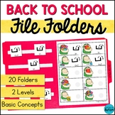 Back to School File Folder Games and Activities for Specia