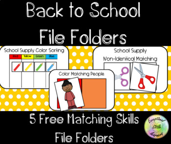 Preview of Back to School File Folders (Matching and Sorting for Pre-K and Special Ed.)