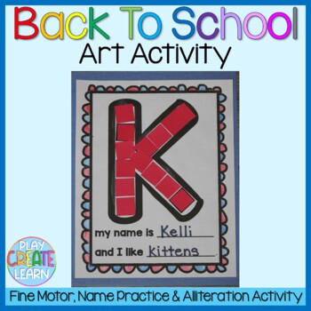 Preview of Back to School Fine Motor Art Activity | A My Name is ... Craft