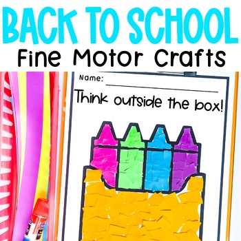 Preview of Back to School Fine Motor Skills Worksheets, Tear Art Fine Motor Crafts
