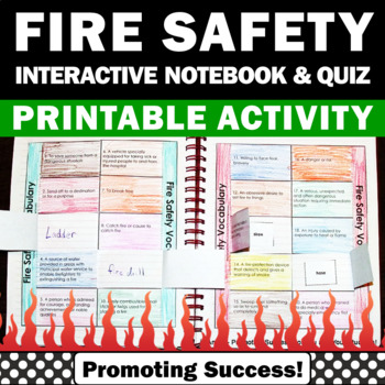Preview of Fire Safety Week October Craftivity Fall Vocabulary Words 3rd 4th Grade Science