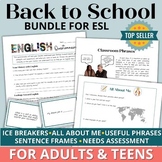 Back to School First Day Activities Bundle for Adult ESL &