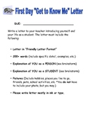 Back to School - First Day "Get to Know Me" Letter