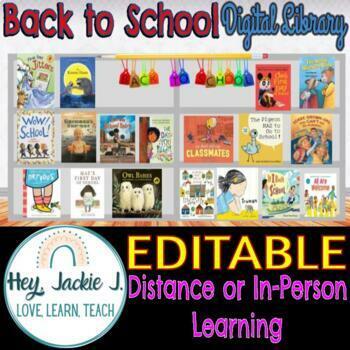 Preview of Back to School First Day Virtual Digital Library ELA Distance Google Editable