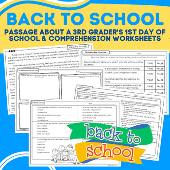 Back to School: First Day of 3rd Grade Reading Passage and Activities