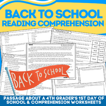 Preview of Back to School: First Day of 4th Grade Reading Passage and Activities