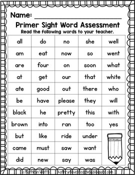 Back to School Assessments (First Grade) by Kathryn Watts | TpT