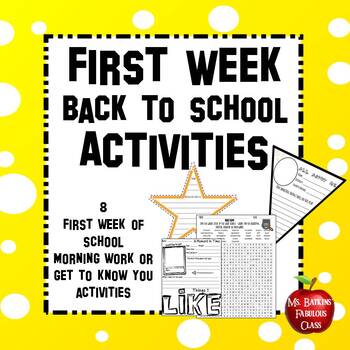 Preview of Back to School Getting to Know You First Week Activities with Digital Option