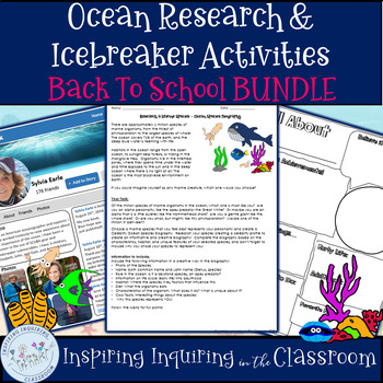 Preview of Back to School First Week Activities: Ocean Research & Icebreakers BUNDLE