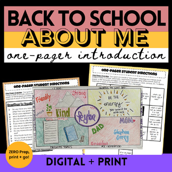 One Pager About Me Teaching Resources | TPT