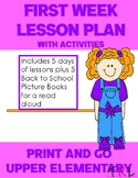 Back to School First Week Lesson Plan with Activities and 