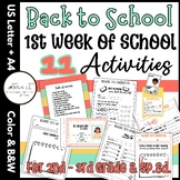 Back to School, First Week of School Activities, 2nd - 3rd