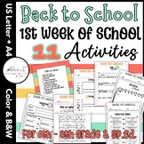 Back to School, First Week of School Activities, 6th - 8th