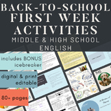 Back to School: First Week of School Activities - Middle a