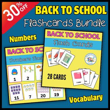 Preview of Back to School Flashcards Bundle: Numbers and Vocabulary Flash Cards!