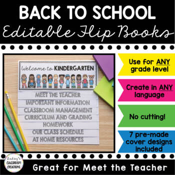 Preview of Back to School Flip Book - No Cutting  -  Any Grade Level - EDITABLE