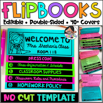 Preview of Back to School Flip book | Meet the Teacher | Editable No Cut Flipbook