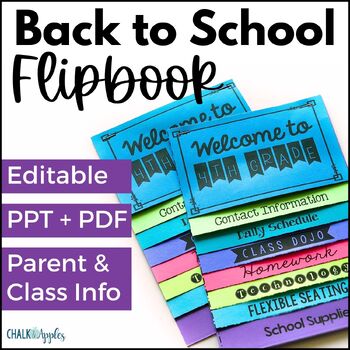 Preview of Back to School Flipbook for Meet the Teacher Night - Editable Parent Handbook