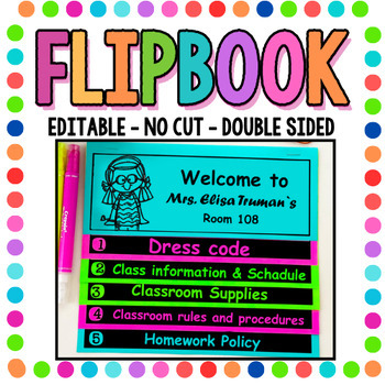 Back to School Flipbook for Meet the Teacher Night - Editable Parent  Handbook