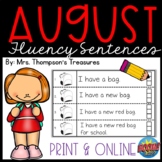 August Reading Comprehension Fluency Sentences + Digital B
