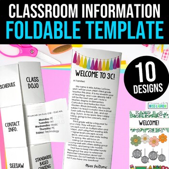 Preview of Back to School Foldable Classroom Information Sheet Editable Template