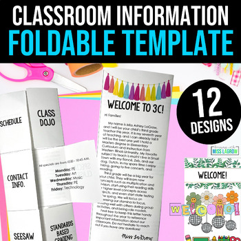 Preview of Back to School Foldable Classroom Information Sheet Editable Template