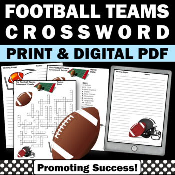 Preview of Autumn Football Crossword Puzzle Geography Map Skills Worksheet Speech Therapy