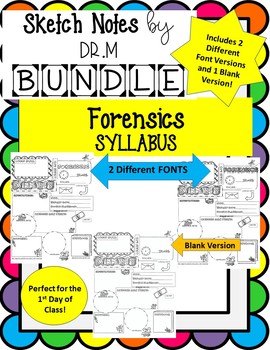 Preview of Back to School Forensics Syllabus Sketch Notes ! Includes 3 Versions!