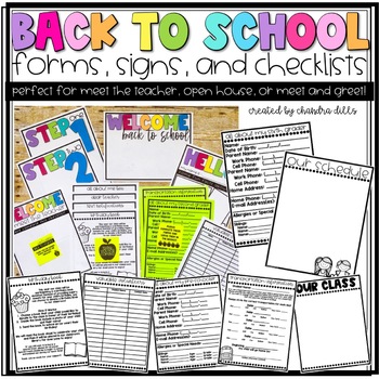 Back to School Forms, Checklists and Signs {Editable} | TpT