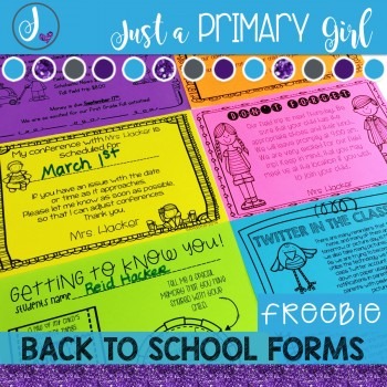 Preview of Back to School Forms {FREEBIE}