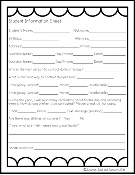 Back to School Forms FREEBIE by Sunshine Sand and Scissors | TpT