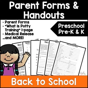 Preview of Back to School Forms & Handouts for Preschool, PreK, & K
