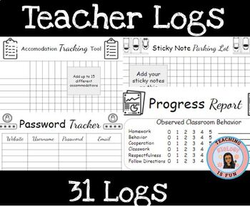 Preview of Back to School Forms & Logs EDITABLE- Restroom, Gradebook, Communication Log
