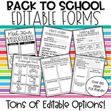 Back to School Forms | Meet the Teacher | Open House Forms