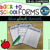 Back to School Forms: Parent Sign-In, Transportation Sheet