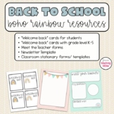 Back to School Forms | Welcome Tags | Boho Rainbow | Editable