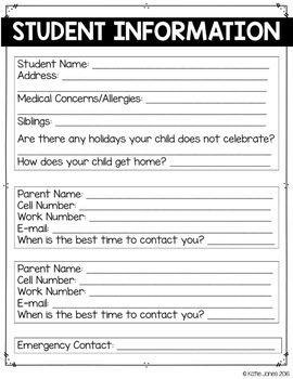 Back to School {Forms and Procedure Check List} by Katie Jones | TpT