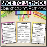 Back to School Forms for Meet the Teacher & Open House
