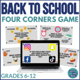 Back to School Four Corners Game for Middle and High Schoo