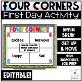 Back to School Four Corners Getting to Know You Activity