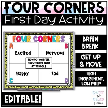 Preview of Back to School Four Corners Getting to Know You Activity