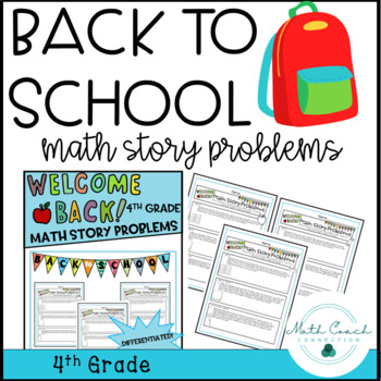 Preview of Back to School Fourth Grade Math Story Problems | 4th Grade Math Word Problems